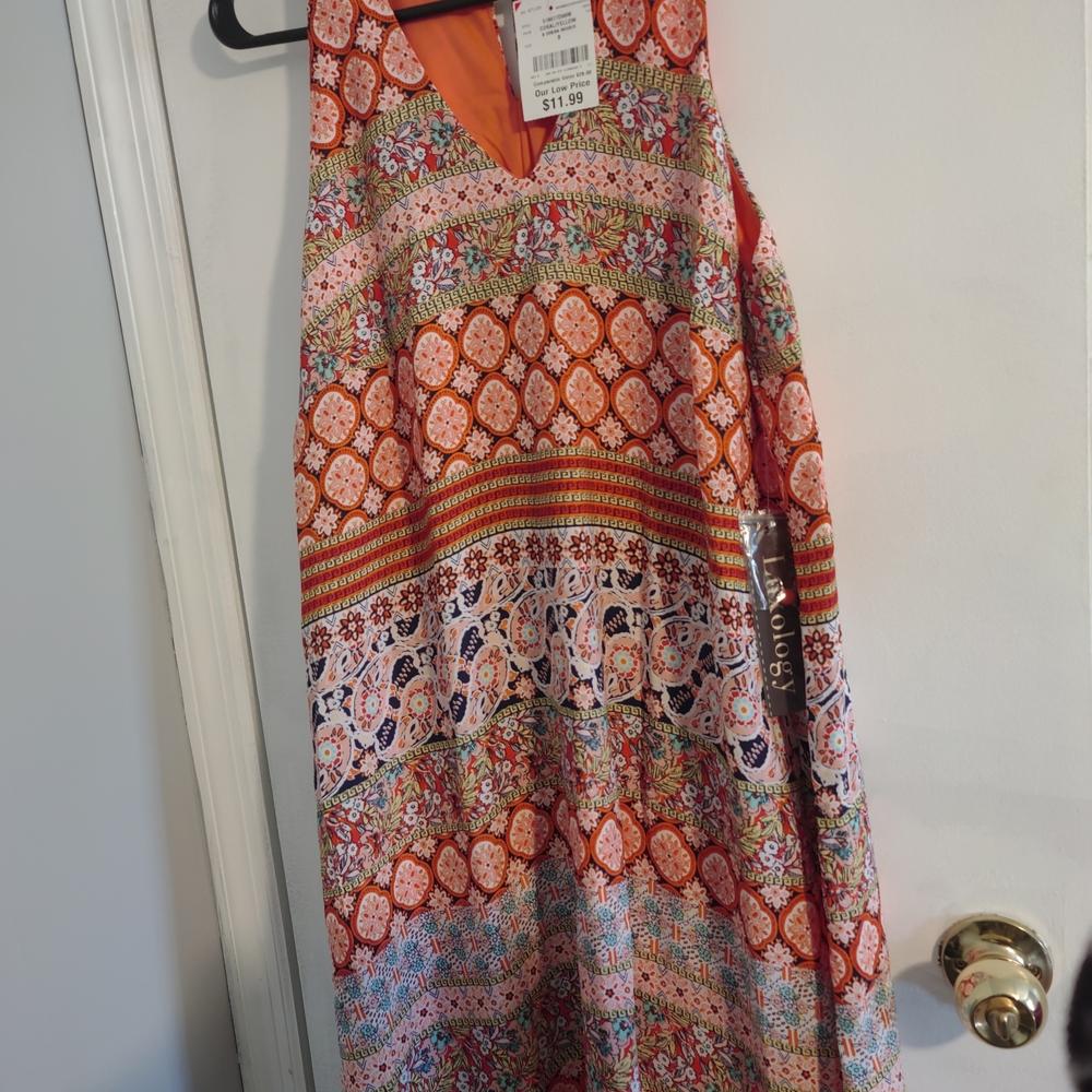 Luxology Orange and Multicolor Print Dress